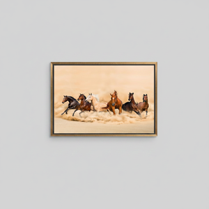 Running Horses <b>Canvas</b> Print: Elegant Farmhouse Animal Wall Art,GOLD <b>FRAMED</b> <b>CANVAS</b> - Product Image 2