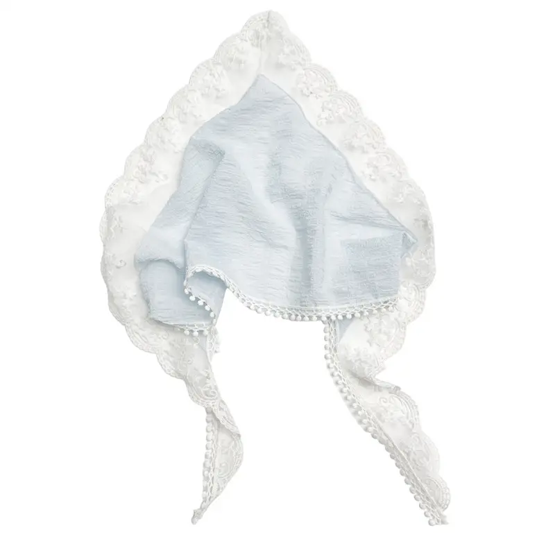 Summer new Female white lace candy color Tulle Wrapped Head Seaside Beach screen Small Square Scarf