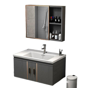 Mueble de Baño de Aluminio Espacial de Estilo Moderno y Lujoso <span class=keywords><strong>Jmo</strong></span>, Combinación Minimalista para Apartamentos Pequeños, Lavabo para Baño - Product Image 1