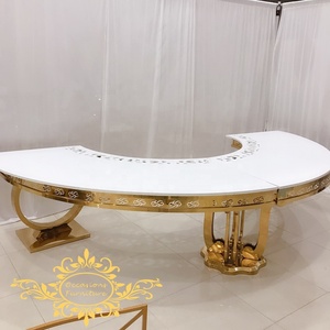 Tavolo da pranzo in acciaio inox <span class=keywords><strong>luna</strong></span> mezza rotonda tavoli di nozze dorati sposa e sposo mobili per matrimonio - Product Image 5
