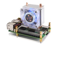 Aismartlink Waveshare ICE Tower Ventilateur de refroidissement du processeur, compatible avec Raspberry Pi 5 Tube en cuivre en forme de U avec LED RVB colorée