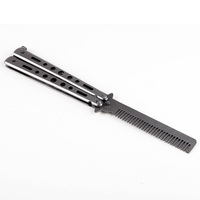 Peigne pliable en acier inoxydable, 1 pièce, pour entraînement, couteau papillon, brosse pour la barbe, Moustache, outil de coiffure pour Salon