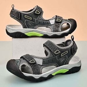 Sandales de randonnée de haute qualité à lacets en cuir et en mesh, chaussures décontractées à pieds nus pour hommes - Product Image 4