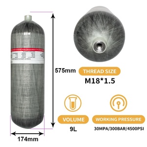 图兴大容量OEM 9L 4500psi 30mpa 300bar气瓶加气站狩猎呼吸黑色阀碳纤维气罐 - Product Image 3