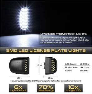 Ampoules <span class=keywords><strong>LED</strong></span> pour voiture, blanc 6500K, éclairage de plaque d'immatriculation pour Chevy Suburban Tahoe GMC Sierra 1500 2500 3500 - Product Image 5