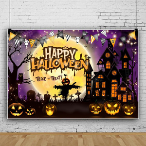 ธงแขวนผนังลายฮาโลวีนพิมพ์ดิจิตอลสีเต็มรูปแบบสั่งทำได้แบนเนอร์ผ้าพื้นหลัง - Product Image 5