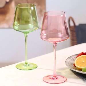 Verres à <span class=keywords><strong>vin</strong></span> rouge et blanc uniques et colorés de 18 oz, soufflés à la main, avec long pied, pour fêtes, <span class=keywords><strong>bar</strong></span> à domicile, Noël - Product Image 2