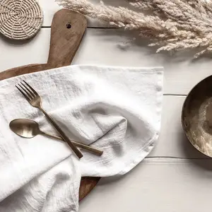 Bán buôn tùy chỉnh nhà hàng Wedding Dinner hemstitch sự kiện vải Linen 45x45 bảng Khăn ăn - Product Image 2