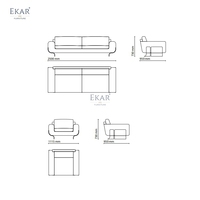 Canapé contemporain en tissu avec pieds en métal élégants Mobilier de maison moderne en bois et acier inoxydable pour usage scolaire