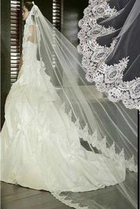 Voile de mariée cathédrale personnalisé en gros, élégant, luxueux, en dentelle, une couche, pour église et mariage catholique - Product Image 5