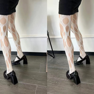 White Irregular Hole Mesh Pantyhose 15D Sheer <b>Thin</b> Women Spring Summer Fashion <b>Tights</b> - Product Image 3