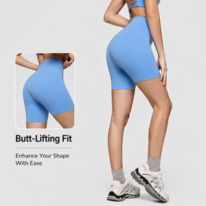 Hochwertige Damen High-Waist Naked-Feel Yoga-Shorts mit Seitentaschen, Po-Lifting-Effekt und Bauchkontrolle, Gym Biker Shorts - Product Image 3