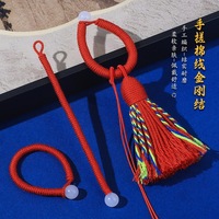 Gantungan Kunci Simpul Vajra Benang Katun Tenun Tangan Gaya Tibet Bohemia Gaya Cina Baru 10cm Aksesoris Setengah Jadi DIY Rajutan