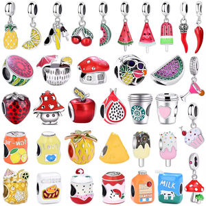 비 알레르기 미세 실버 925 여름 보석 에나멜 매력 과일 주스 디저트 매력 원래 팔찌 액세서리 여성 선물 - Product Image 1