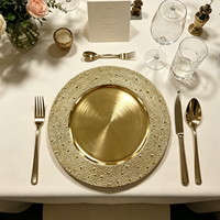 Assiette de Présentation Wojia 13 pouces en Plastique Doré Électroplaqué à Texture Granulée – Luxe Moderne pour Banquets et Traiteurs