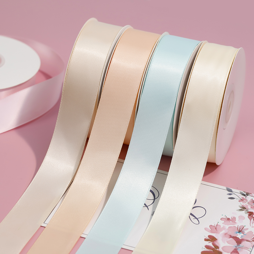 Factory 1.5 Inch 38mm Silk Ribbon Ivory Purple 100% Polyester Custom Double Sided Satin Ribbon