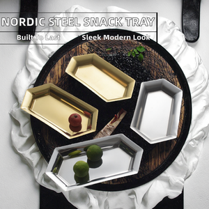 Plateau de rangement pour fruits, serviettes, collations, en acier inoxydable 304 durable, motif végétal irrégulier, style nordique Eudine, pour le camping - Product Image 2