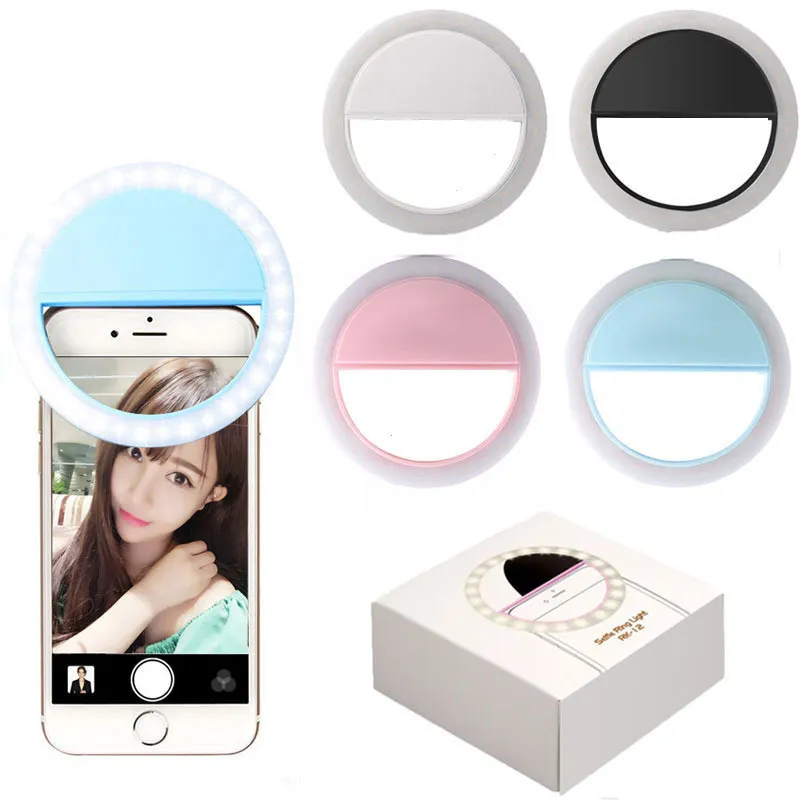 28LED Selfie Ring Light Small Clip On LED Video Conference Lighting Circle Cell Phone Light Ring for iPhone Android iPad Zoom