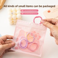 Sac d'emballage transparent brillant auto-scellant rose motif chat de dessin animé, accessoire décoratif mignon et adorable pour filles