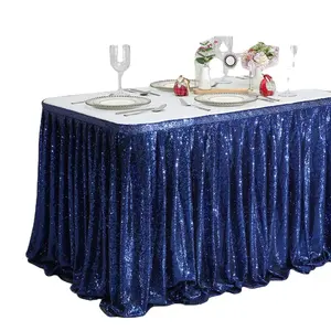 定制酒店和餐厅矩形和方形桌布闪亮织物桌裙，用于婚宴和派对