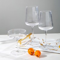 Verre Nordique Simple à Motif Ondulé Dense pour Vin Rouge, Vin Blanc, Champagne, Jus ou Dessert