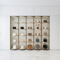 Vitrine LED autoportante motorisée rotative à 360° personnalisable, de luxe moderne, pour présentation de sacs de chambre à coucher, destinée aux centres commerciaux et magasins de détail