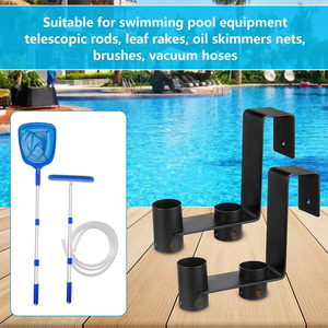 Soporte Metálico Organizador <span class=keywords><strong>para</strong></span> Herramientas de Limpieza de Piscinas, Gancho <span class=keywords><strong>para</strong></span> Valla, Colgador de Varillas, Paquete de 2, Estante de Almacenamiento - Product Image 3