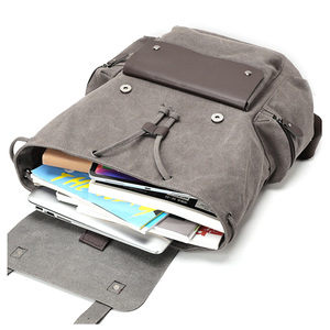 Custom Men's Style Trend Custom Logo 15.6 Inch Laptop <b>Backpack</b> <b>Vegan</b> Vintage Leather Canvas Waterproof Anti-theft School B - Product Image 6