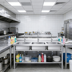 Évier de cuisine en acier inoxydable 304 pour le lavage des légumes, la vaisselle et la désinfection pour la maison et la piscine - Product Image 1