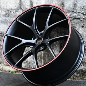 DEAN DA002 Matte Black+Red Custom Forged Wheels 16 To 26 Inch 6061-T6 Aluminum Alloy Wheel For Luxury Cars Custom Modification