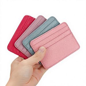 Portefeuille de poche avant ultra-mince en cuir véritable Pebble avec blocage RFID sécurisé, porte-cartes symétrique multi-fentes, prix de gros - Product Image 2