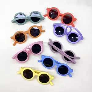 6054 Cute Round Silicone Kids Sunglasses UV400 Flexible Rubber Glasses Polarized Shades for Toddler Girls Boys Age 2-10