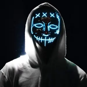 Hoge Helderheid El Masker Rave Cosplay Led Light Up Neon Masker El Draad Purge Masker Voor Halloween