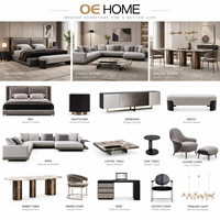 Ensemble de chambre à coucher personnalisable de luxe OEHOME, canapé en tissu moderne, table à manger, bureau, armoire de rangement
