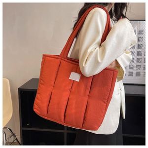 Wholesales Factory Custom Logo Large Capacity Puffer Handbag Daily Use Women Soft <b>Nylon</b> Quilted <b>Tote</b> Bag - Product Image 2