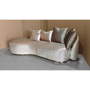 Factory Direct Sell Mini Pillow Couch Living Room Furniture Curved <b>Sofas</b> <b>Bed</b> in Beige Velvet Color 01 Curved <b>Bed</b> 01 - Product Image 5