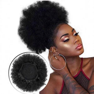 FQ11 แอฟโฟรเวฟวิกผมสีดำ 10 ซม. 15 ซม. 20 ซม. เส้นใยทนความร้อนสูงผมสังเคราะห์ทนความร้อนสำหรับรูปหน้าทุกรูปแบบ - Product Image 1