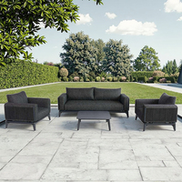 Ensemble canapé d'extérieur moderne tout temps MOSS Rotin de haute qualité en osier avec bois pour patio jardin villa cour