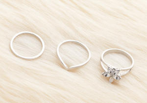 时尚3pcs夏季沙滩足部饰品复古银色可调花指环露趾环 - Product Image 5