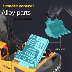 Excavatrice télécommandée en métal AiJH à 6 canaux, jouets de construction pour enfants, jouets de <span class=keywords><strong>tracteur</strong></span> sur chenilles, cadeau d'anniversaire - Product Image 5