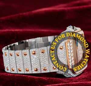 Good Quality Square <b>Case</b> Roman Numerals Full Moissanite Diamond <b>Watch</b> Perfect Gift for Birthday Gifts for Wholesale Supply - Product Image 4