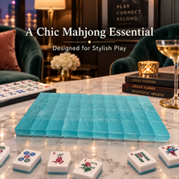 Support de Mahjong Américain en Acrylique Double Couche Teal – Élégant Porte-Plaques pour Soirées de Jeu et Présentoir