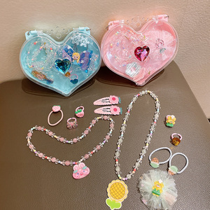 Dễ thương trẻ em Bộ đồ trang sức hộp phim hoạt hình công chúa Vòng cổ phim hoạt hình đồ trang sức ghét Acrylic Hộp đá quý - Product Image 2