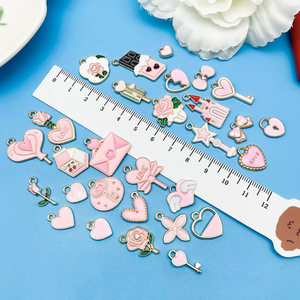 Dijes de Corazón de Amor Dulce de Esmalte de la Serie <span class=keywords><strong>Rosa</strong></span> al por Mayor para Hacer Pulseras, Collares y Pendientes - Product Image 3