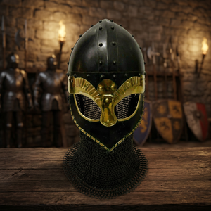 Casque de Viking, Armure de Guerrier, Chevalier, Maille de Chaîne, Casque de Guerrier Viking, Armure Médiévale en Métal - Product Image 1