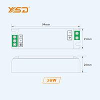 YSD nouveau Design 36W intérieur LED pilotes 12V Ultrafine IP20 tension constante LED alimentations pour bande de LED AC-DC 110V 24V unique