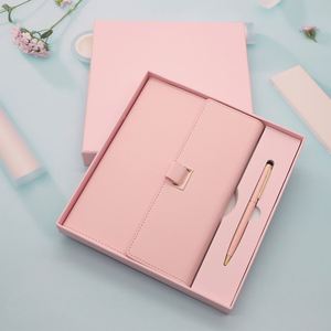 Carnet de notes A5 personnalisé en cuir PU et couverture PP pour filles, mignon rose et bleu, agenda 2025, journal quotidien rechargeable, coffret cadeau avec reliure cousue et stylo - Product Image 4
