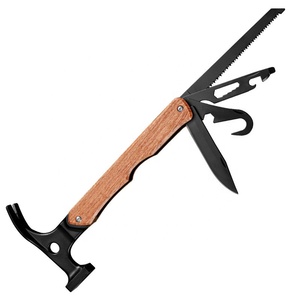 Martillo Multiherramienta de Supervivencia 14 en 1, Martillo Táctico para Acampar al Aire Libre con Mango de Madera y Bolsa de Nailon, Grado Industrial OEM - Product Image 1