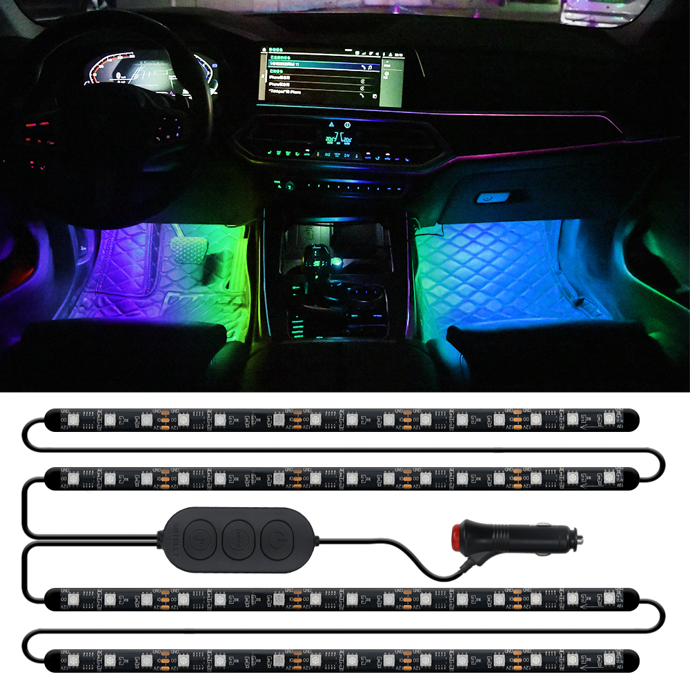 Universal Inside Flexible Smart Auto Decoration 4pcs 60LEDs RGBIC Interior Ambient Atmosphere Car Strip Light