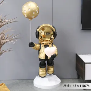 Scultura Moderna Grande in Metallo di Astronauta con Doppio Vassoio, Statua Decorativa per Casa e Soggiorno, <span class=keywords><strong>Arredamento</strong></span> Cinese Nuovo 2025 - Product Image 5
